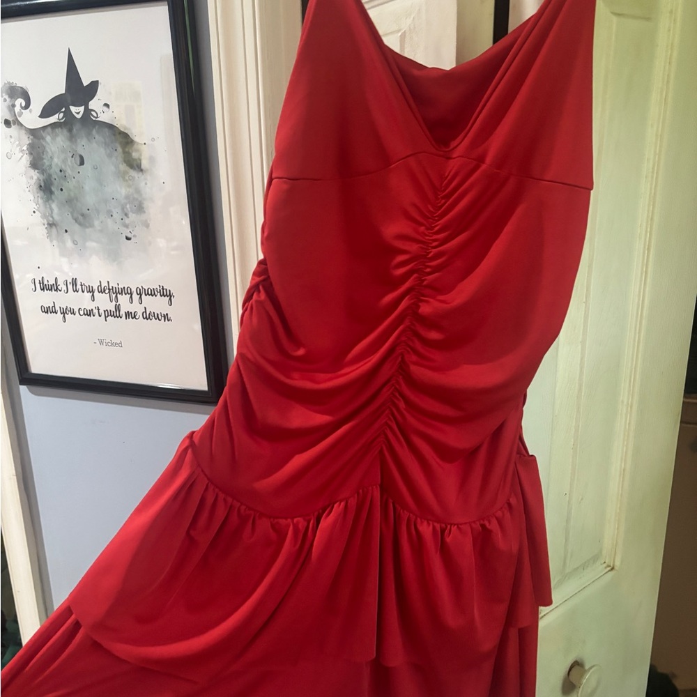 Red Sleeveless Cowl Neck Mini Sundress